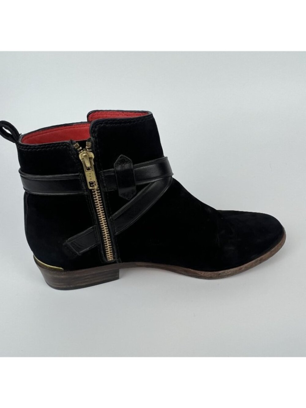 Coach Leoda Suede Ankle Boots Women’s 8.5 B – Black Zip Booties w/ Buckle - Picture 8 of 10